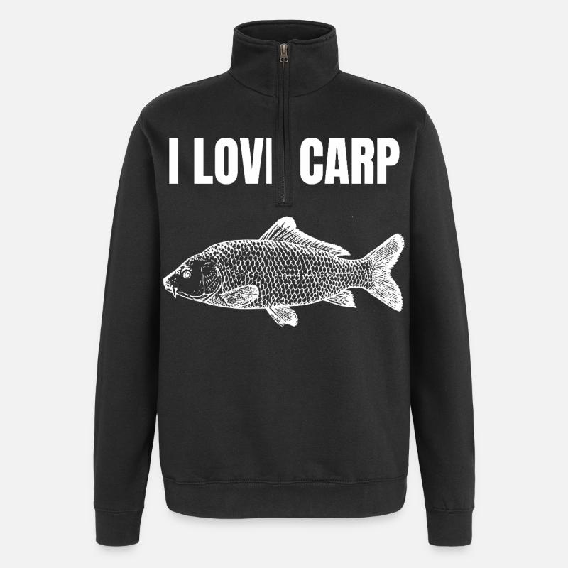 Ich liebe Karpfen-Silhouette - Quarter-Zip-Sweatshirt - Schwarz