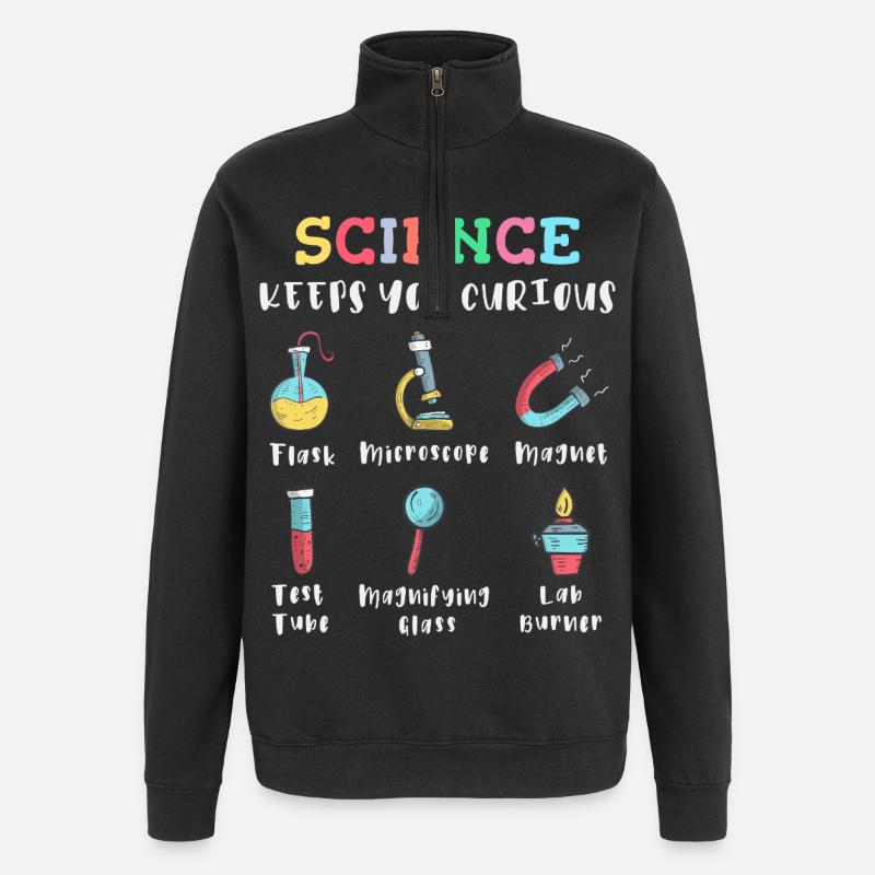 La science suscite la curiosité - Sweat à zip 1/4 - noir