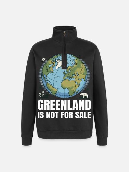 Grønland er ikke til salg - Sweatshirt med 1/4 lynlås - sort