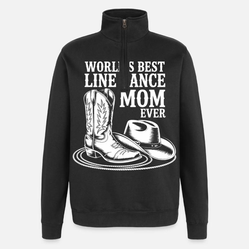 LineDance Mama mit Cowboystiefeln - Quarter-Zip-Sweatshirt - Schwarz