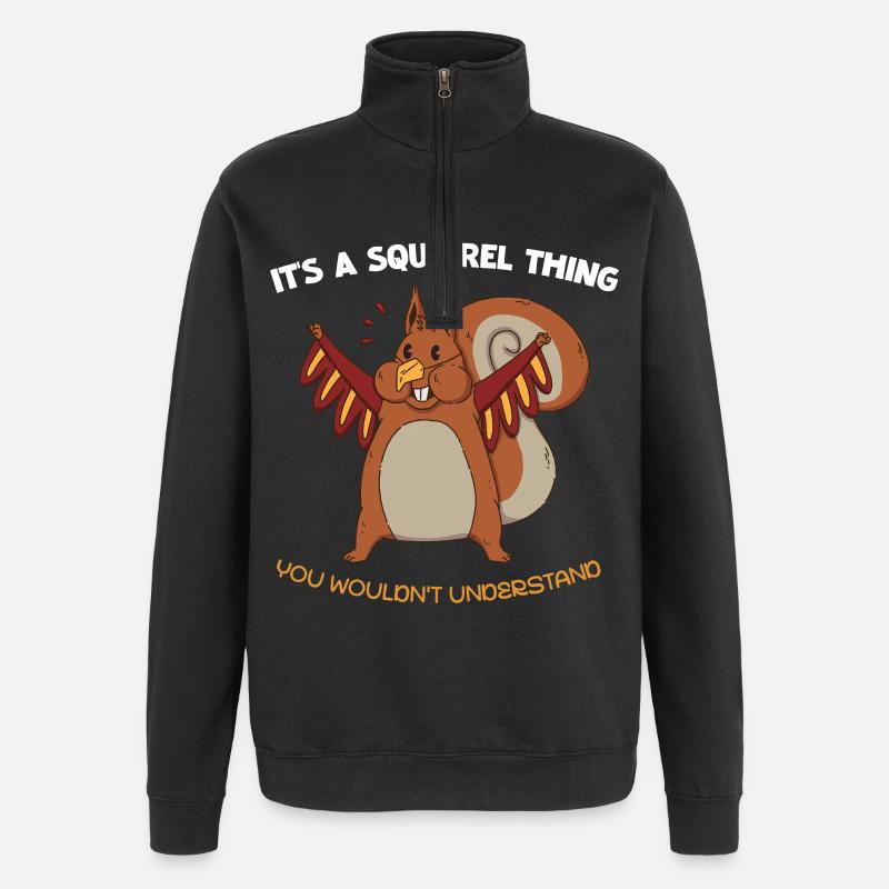 Winged Squirrel Saying - Quarter-Zip Sweatshirt - black