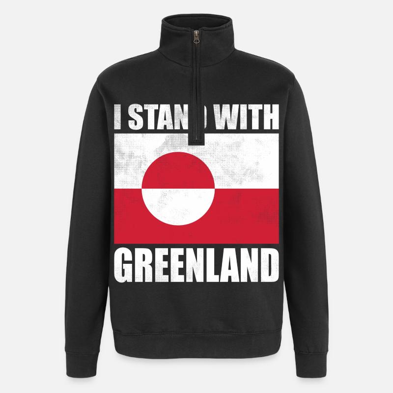 Je soutiens le Groenland - Sweat à zip 1/4 - noir