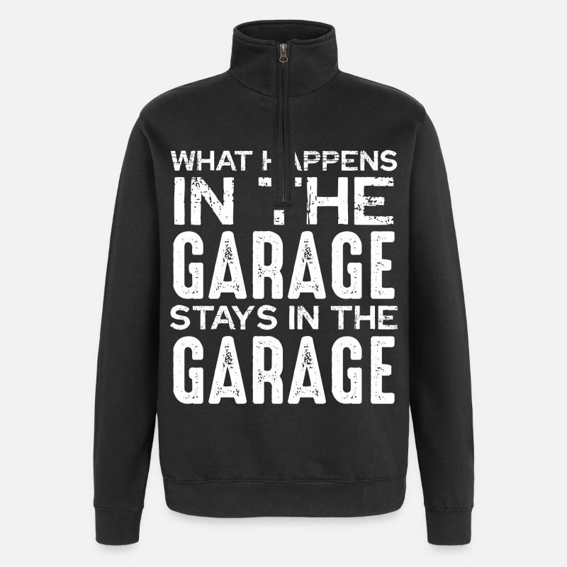 Garage Spruch Was Bleibt - Quarter-Zip-Sweatshirt - Schwarz