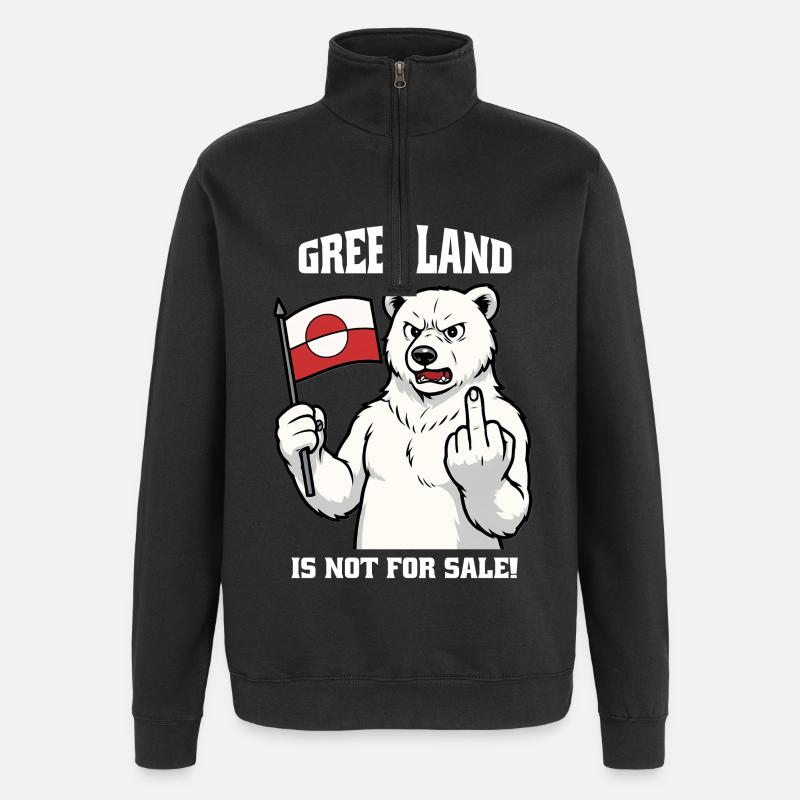 Le Groenland n’est pas à vendre - Sweat à zip 1/4 - noir