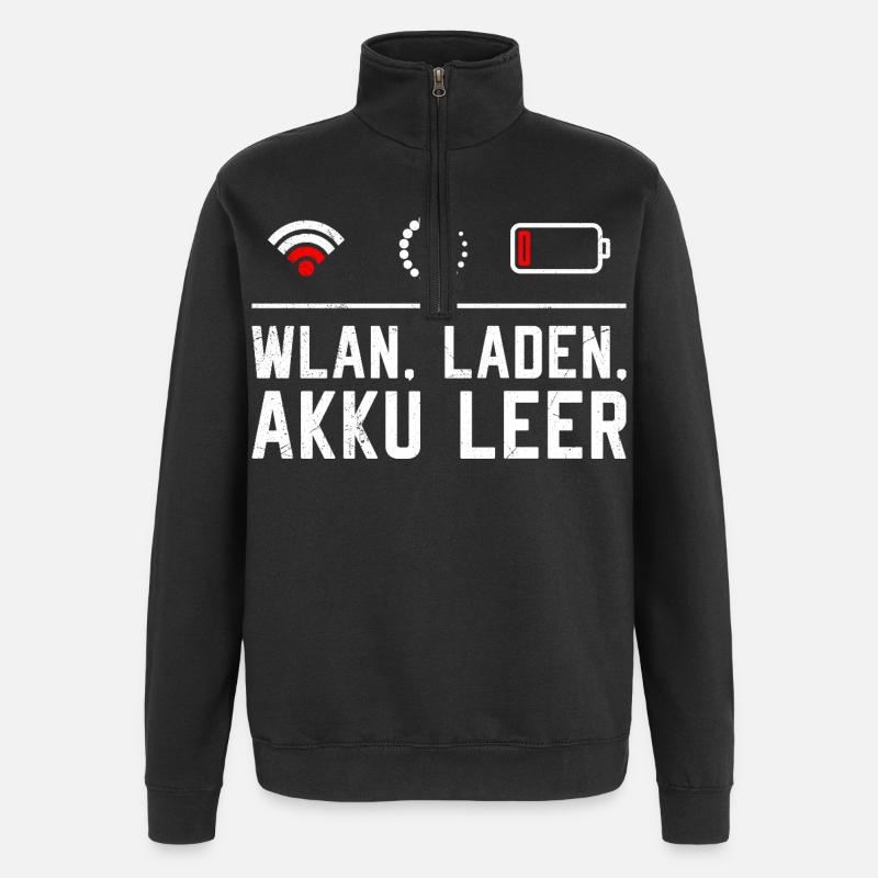 Codeur WiFi. CHARGEMENT. BATTERIE VIDE DRÔLE - Sweat à zip 1/4 - noir