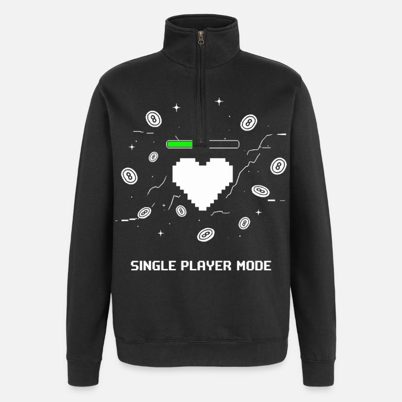 Single Player Mode Gamer Heart - Quarter-Zip Sweatshirt - black