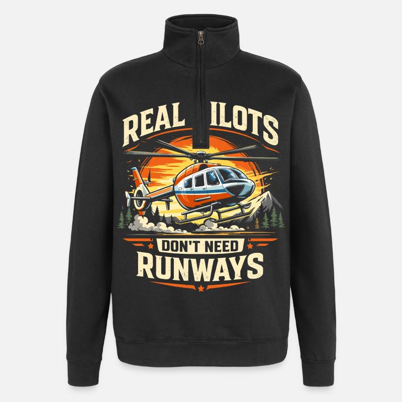 Hubschrauberpilot Helikopterpilot - Quarter-Zip-Sweatshirt - Schwarz