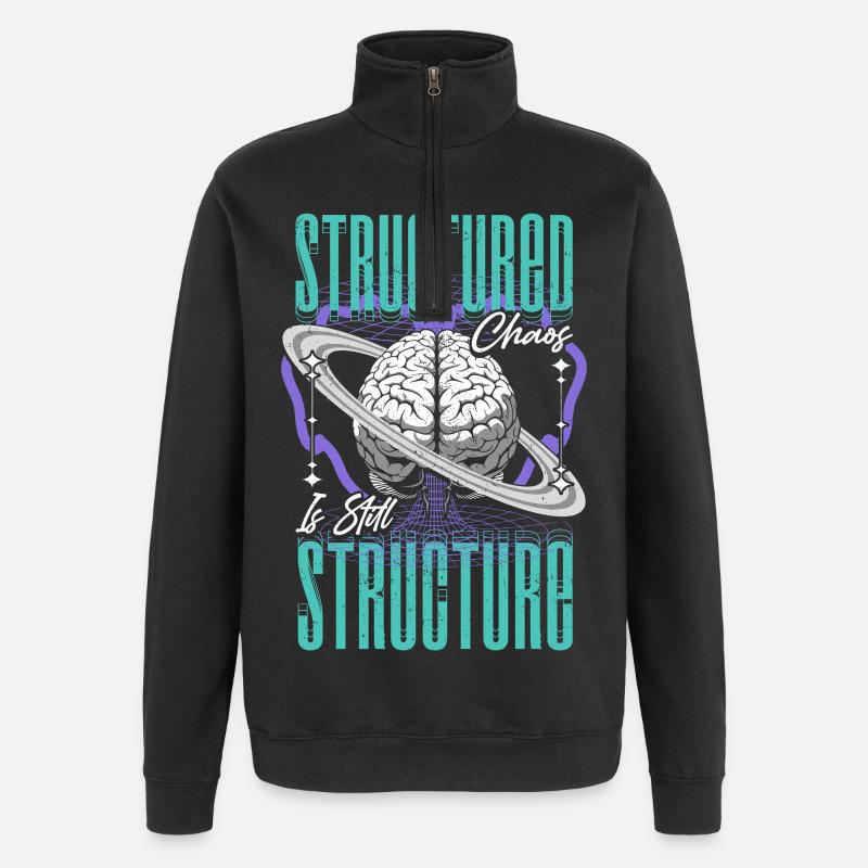 Neurodiversité neurodivergente structurée chaos - Sweat à zip 1/4 - noir