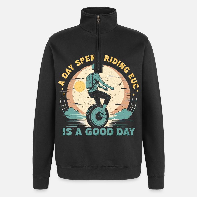 Monowheel Monocyclist - Quarter-Zip Sweatshirt - black