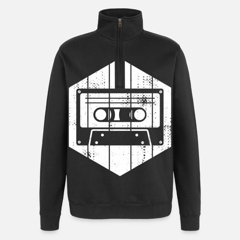 Cassette des années 80 - Sweat à zip 1/4 - noir