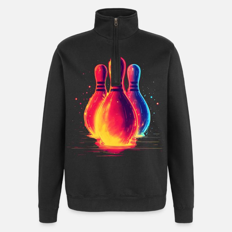Retro Bowling - Quarter-Zip-Sweatshirt - Schwarz