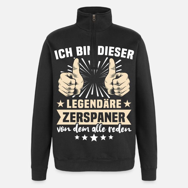 Zerspaner Sprüche - Quarter-Zip-Sweatshirt - Schwarz