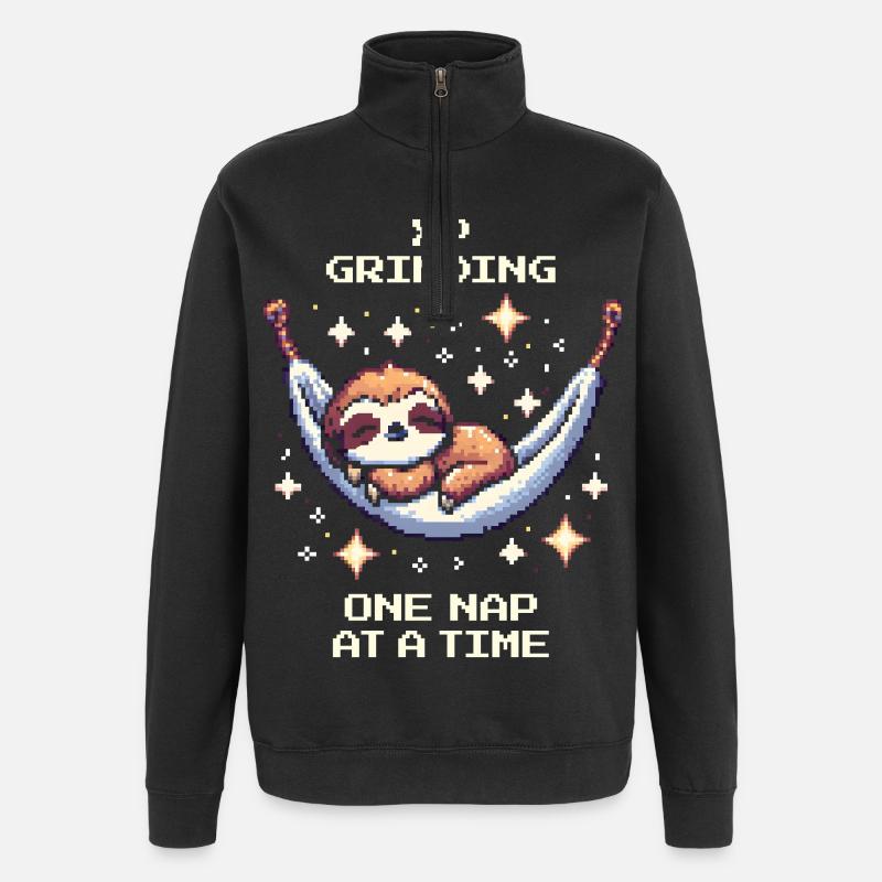 Grinding XP with Naps | Sloth - Quarter-Zip Sweatshirt - black