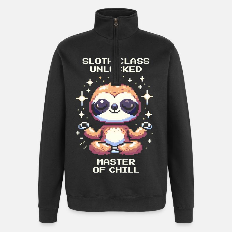 Sloth Class Unlocked | Chill - Quarter-Zip Sweatshirt - black