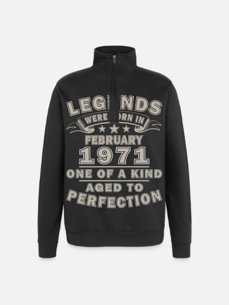 Februar 1971 - Geschenk Februar 1971 - Quarter-Zip-Sweatshirt - Schwarz