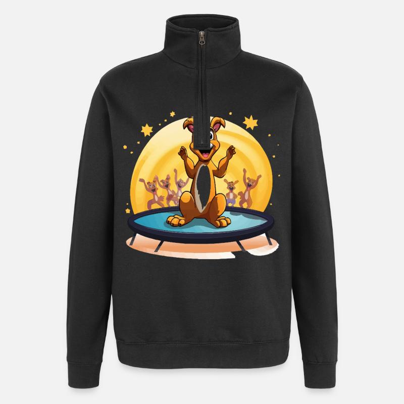 Chien joyeux sur le trampoline - Sweat à zip 1/4 - noir