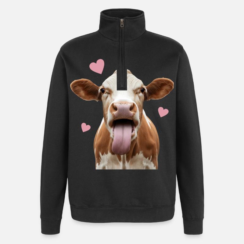 Kuhliebe – Süße Kuh mit Herz - Quarter-Zip-Sweatshirt - Schwarz