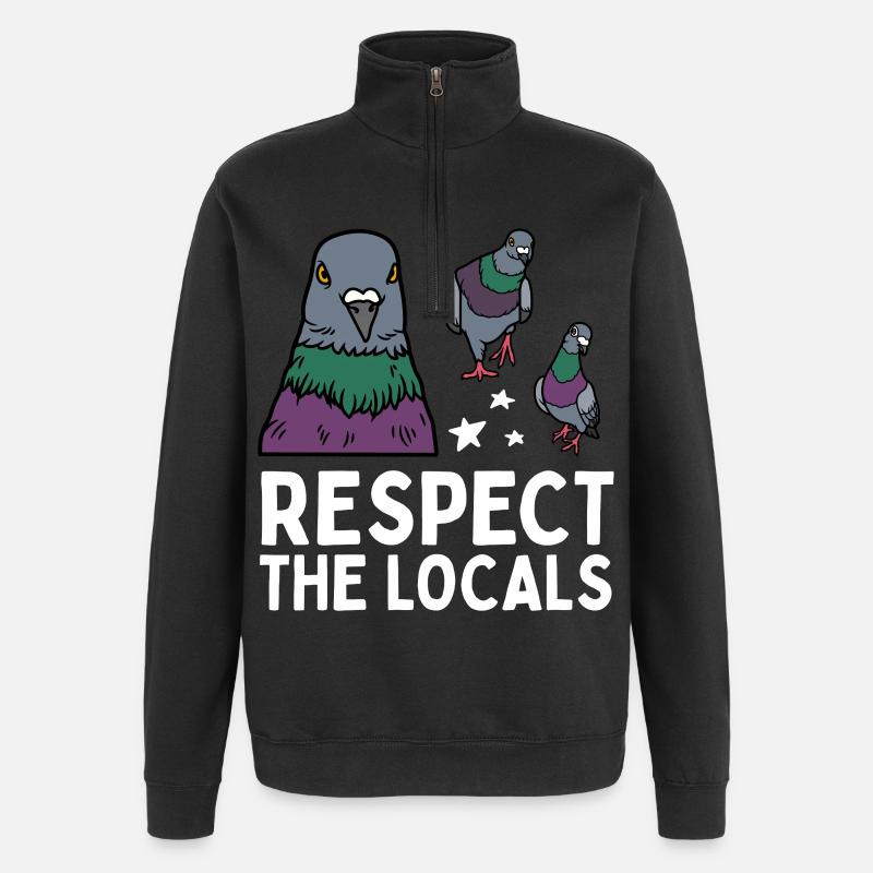 Respect les locaux Pigeons coo - Sweat à zip 1/4 - noir