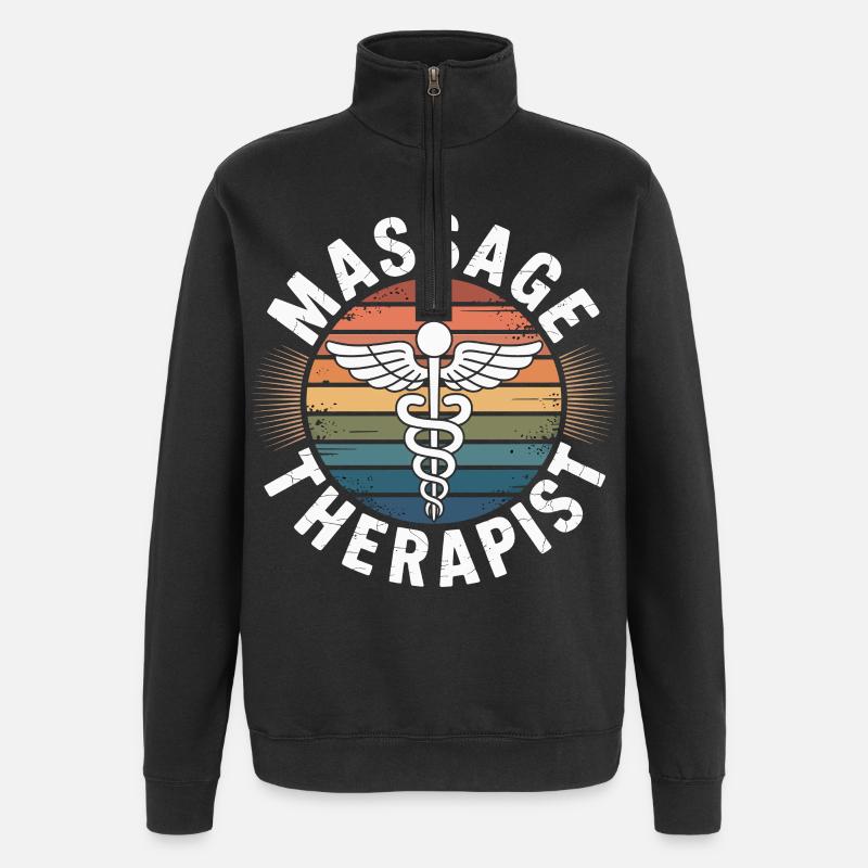 Retro Rainbow Massage Logo - Quarter-Zip Sweatshirt - black