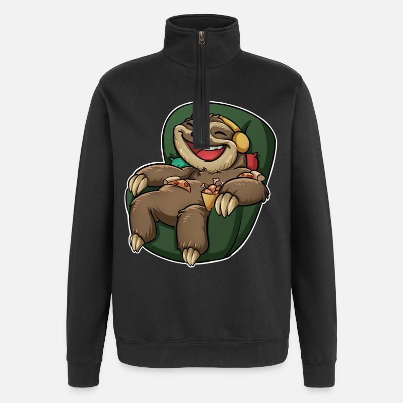 Sloth Pizza - Quarter-Zip Sweatshirt - black
