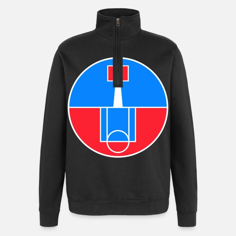 Insigne circulaire du terrain de basket-ball - Sweat à zip 1/4 - noir