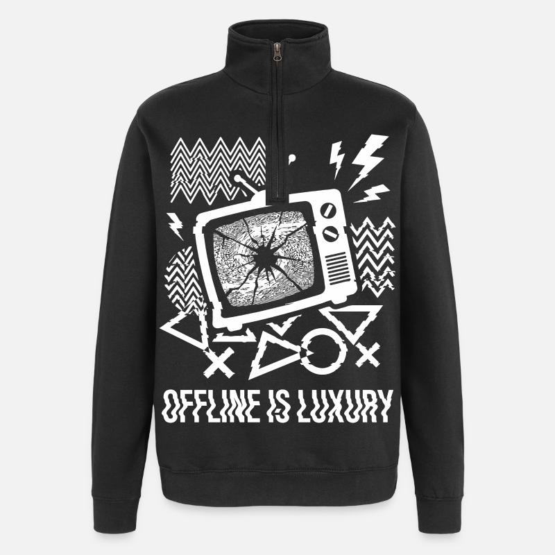 Offline Is Luxury Glitch TV - Quarter-Zip Sweatshirt - black