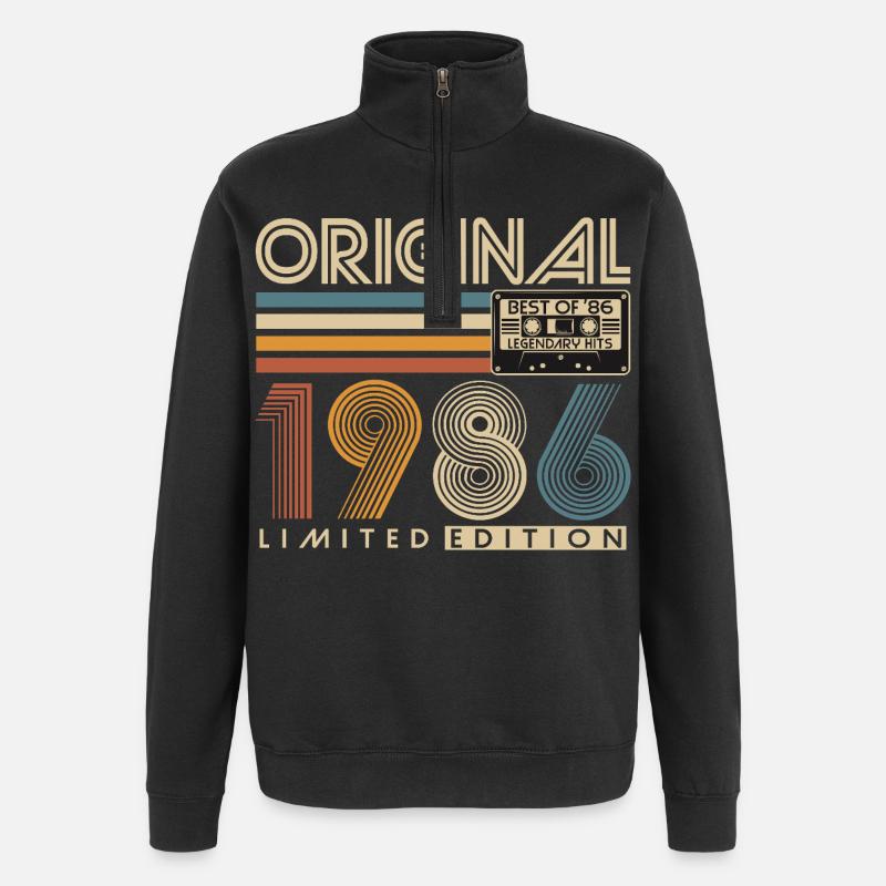 40e anniversaire Rétro Cadeau 1986 - Sweat à zip 1/4 - noir