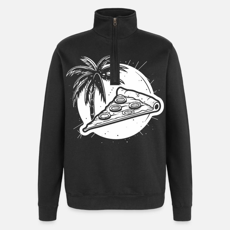 Graphique de pizza - Sweat à zip 1/4 - noir