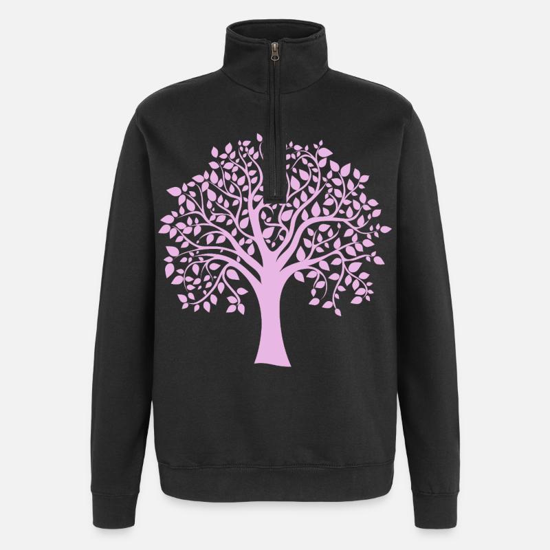 Silhouette à motif d’arbre jumbo violet - Sweat à zip 1/4 - noir