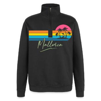 Mallorca Palmen Sunset Retro - Quarter-Zip-Sweatshirt - Schwarz - Vorne - AI Model Female 172 light (172cm) & AI Model Male 178 dark (178cm)