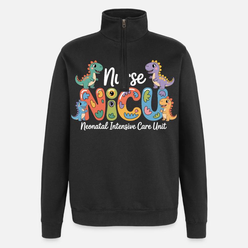 Neonatal Pflege Dino-Design - Quarter-Zip-Sweatshirt - Schwarz