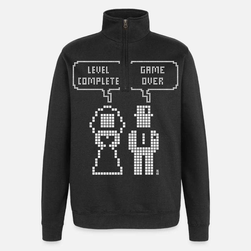 Level Complete – Game Over (Bryllupspolterabend Pixel W) - Sweatshirt med 1/4 lynlås - sort