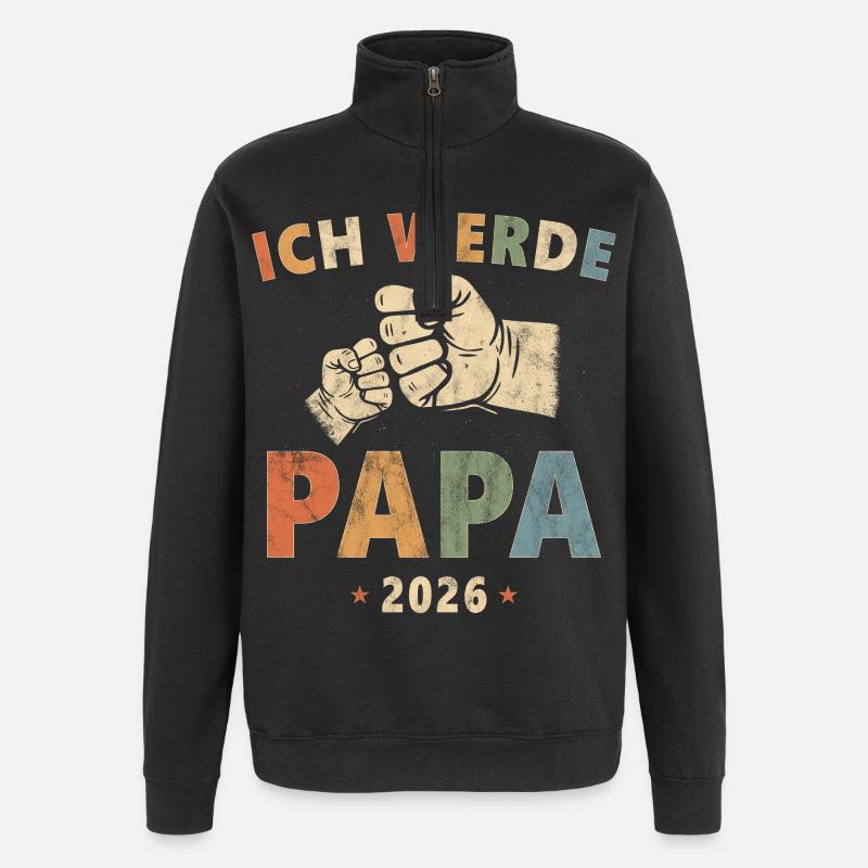 Ich Werde Papa 2026 - Quarter-Zip-Sweatshirt - Schwarz