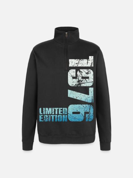50ème Anniversaire Homme Femme 50 ans 1976 Cadeau - Sweat à zip 1/4 - noir