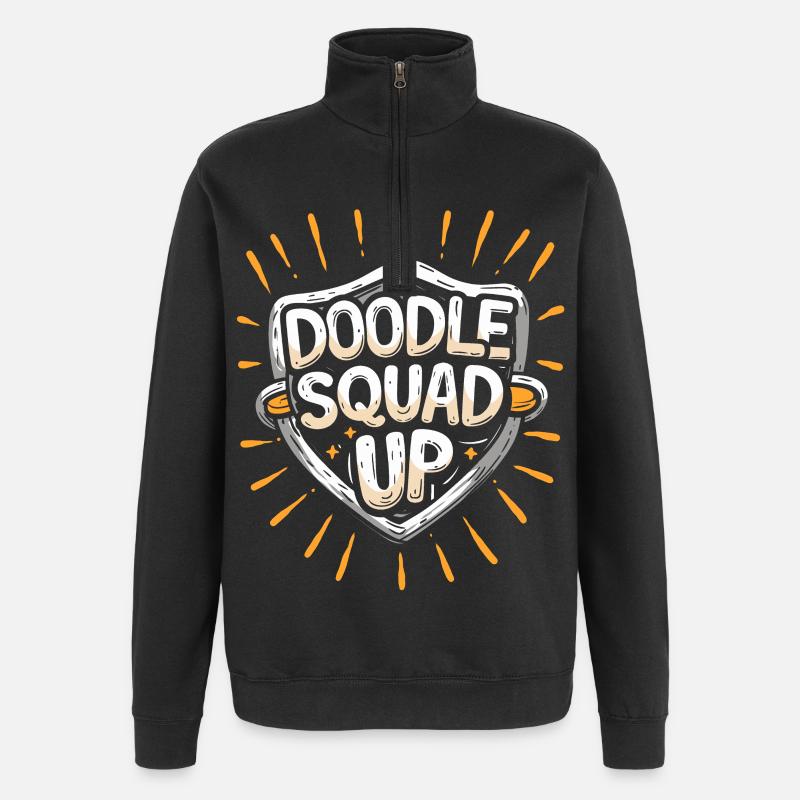 Doodle Squad Up Doodle Drawing - Quarter-Zip Sweatshirt - black