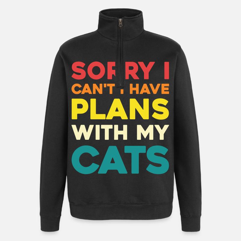 Pas de plans sans chats - Sweat à zip 1/4 - noir