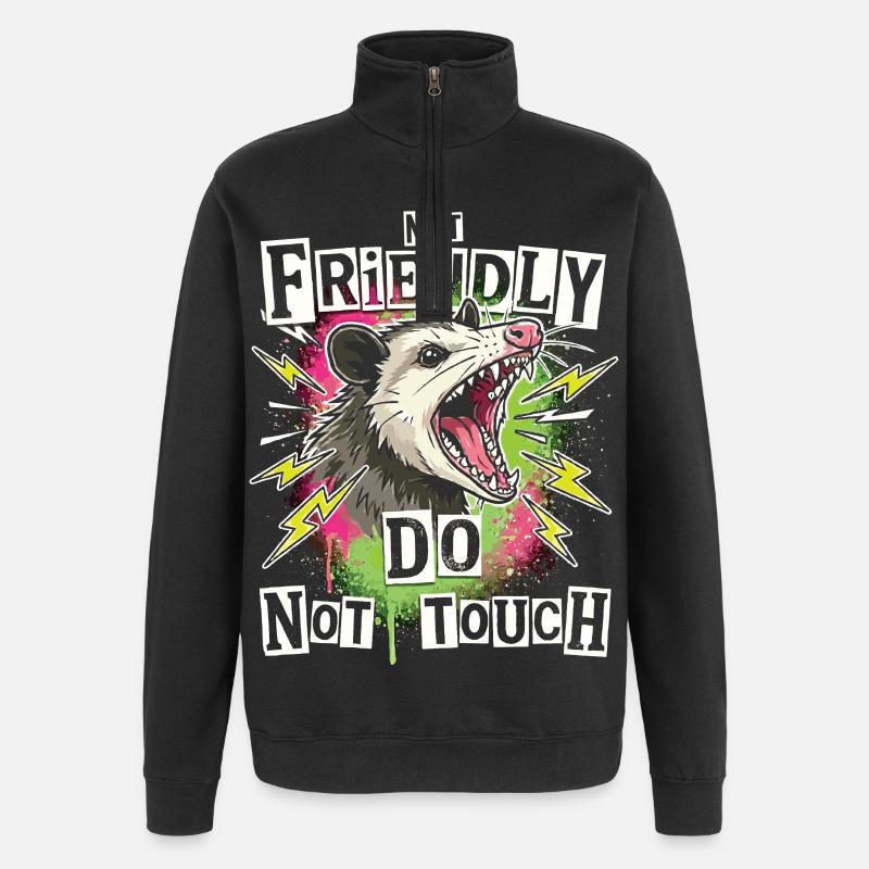 Opossum Pas Amical Mème Ironique Drôle - Sweat à zip 1/4 - noir