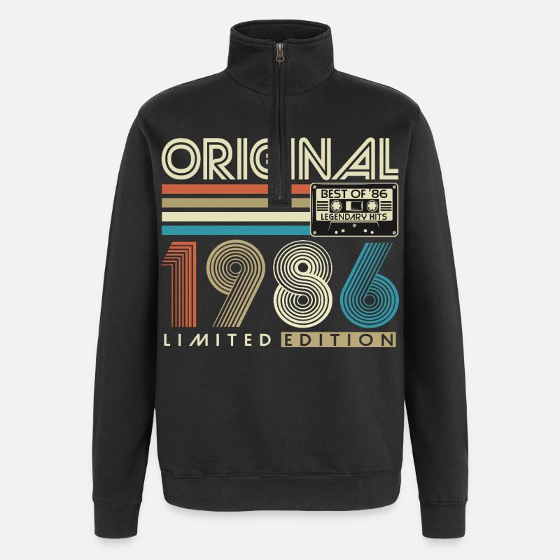 40e anniversaire Rétro Cadeau 1986 - Sweat à zip 1/4 - noir