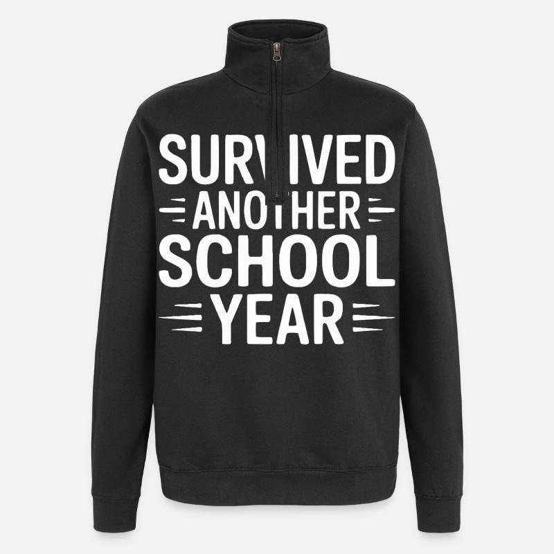 Overlevede endnu et skoleår Design - Sweatshirt med 1/4 lynlås - sort