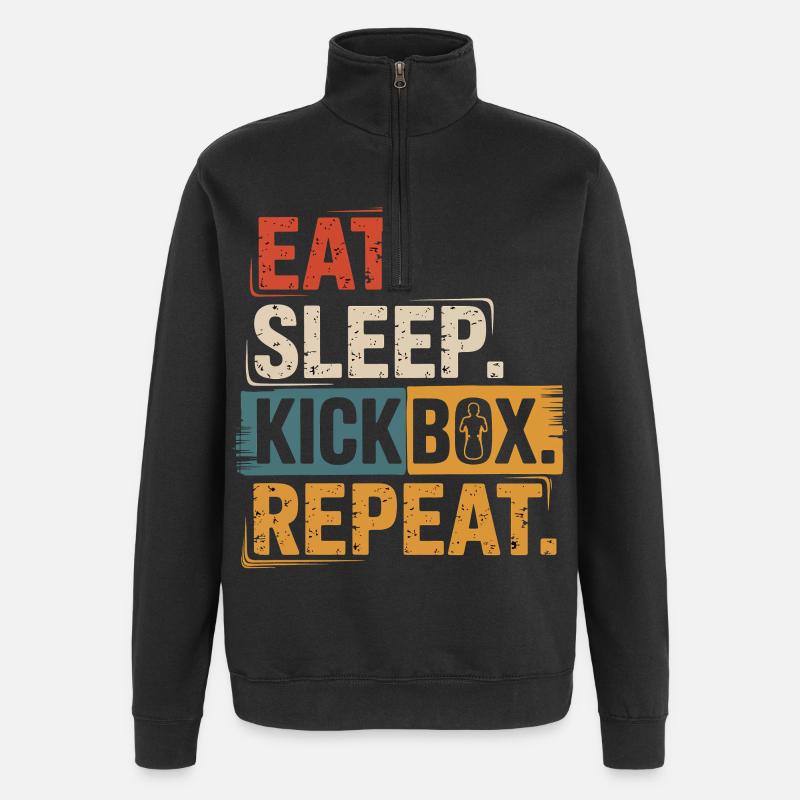 Mange Sommeil Kickbox Répéter - Sweat à zip 1/4 - noir