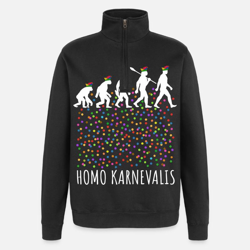 Homo Karnevalis | Evolution der Narren, Fastnacht - Quarter-Zip-Sweatshirt - Schwarz