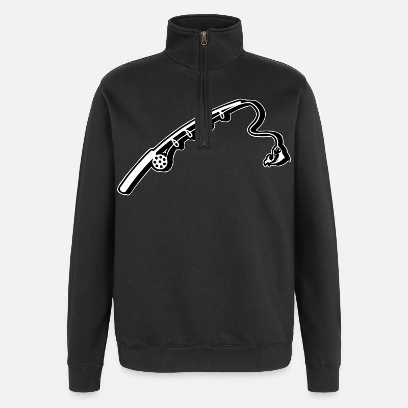 Pêche à la canne à pêche - Sweat à zip 1/4 - noir