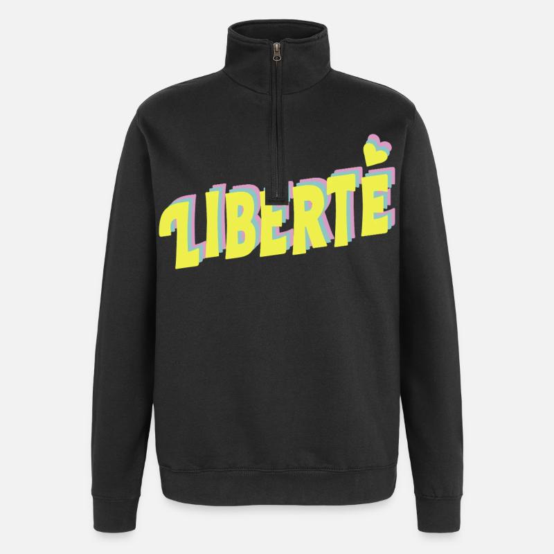 LIBERTÉ Pop Typography - Quarter-Zip Sweatshirt - black