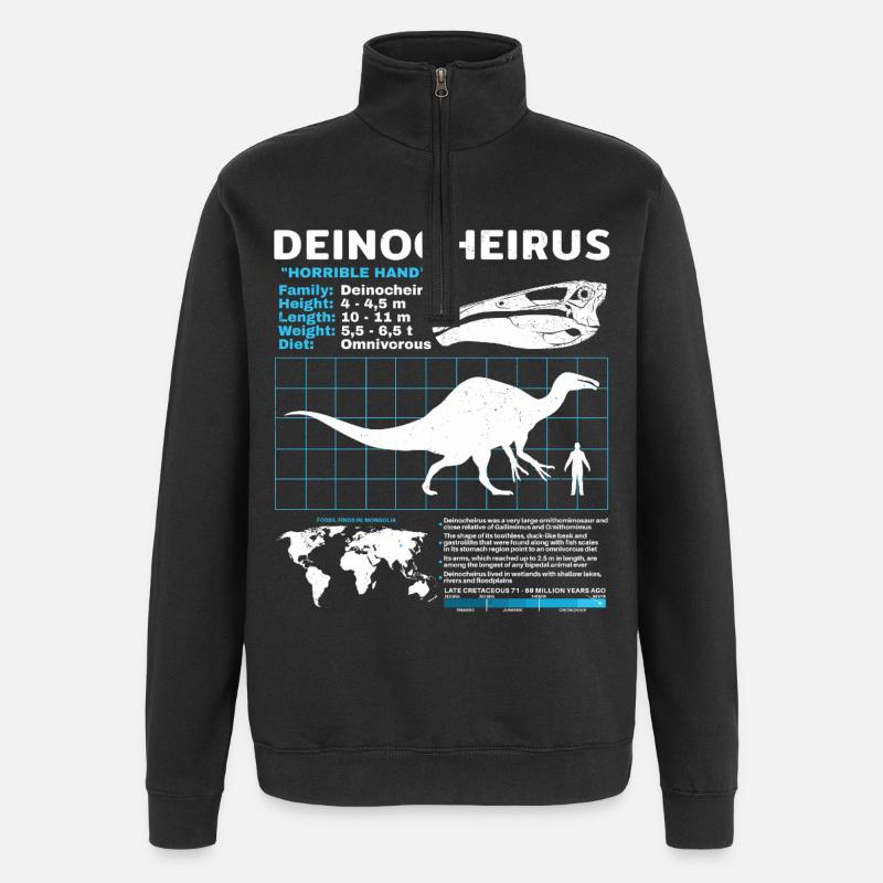 Deinocheirus Fact Sheet - Quarter-Zip Sweatshirt - black