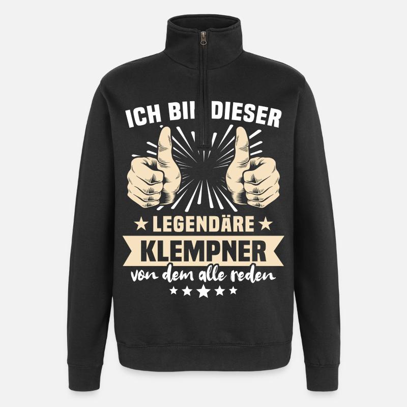 Klempner Sprüche - Quarter-Zip-Sweatshirt - Schwarz