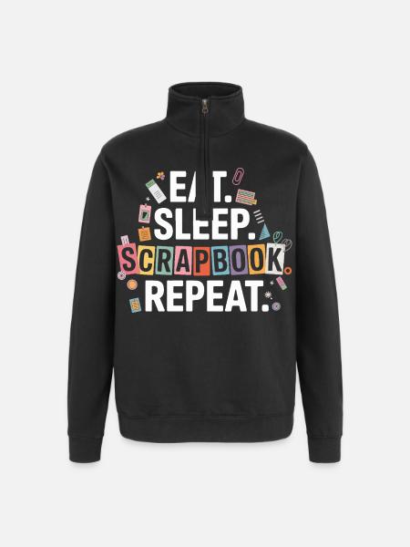 Eat Sleep Scrapbook Repeat - Quarter-Zip Sweatshirt - black