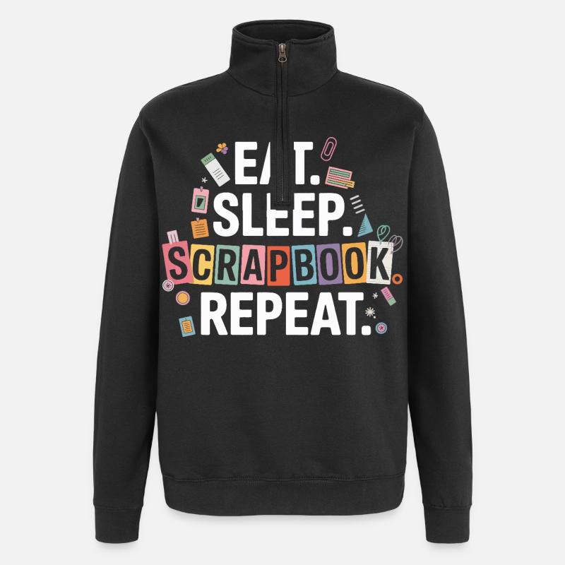 Eat Sleep Scrapbook Repeat - Quarter-Zip-Sweatshirt - Schwarz