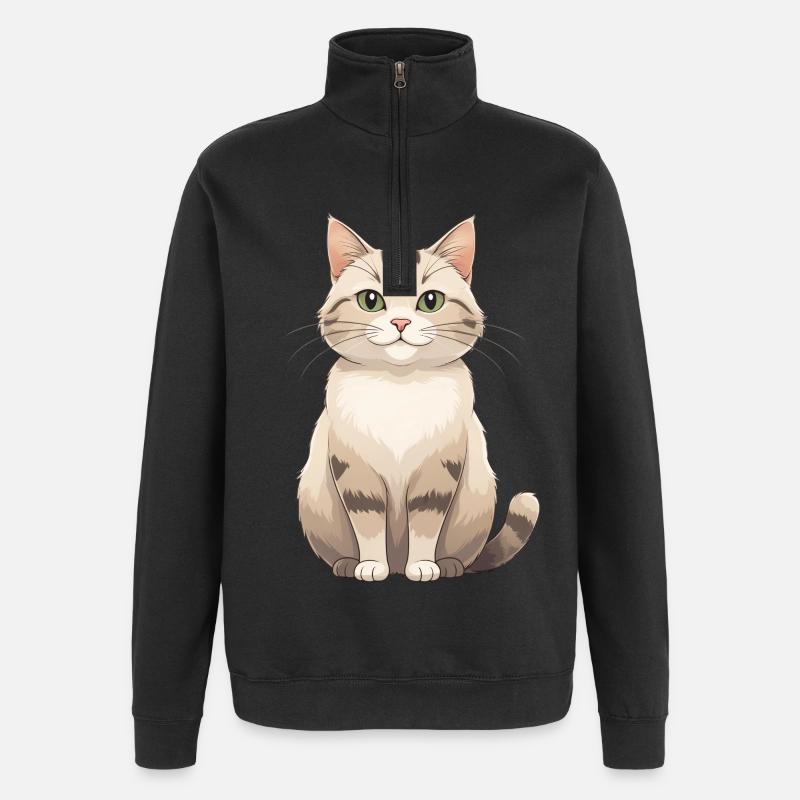 Katzenfreund in Pastellfell - Quarter-Zip-Sweatshirt - Schwarz