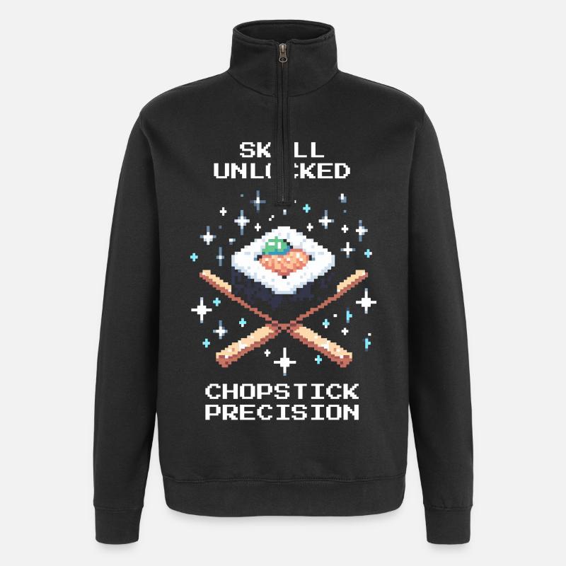 Skill freigeschaltet | Stäbchen Präzision - Quarter-Zip-Sweatshirt - Schwarz