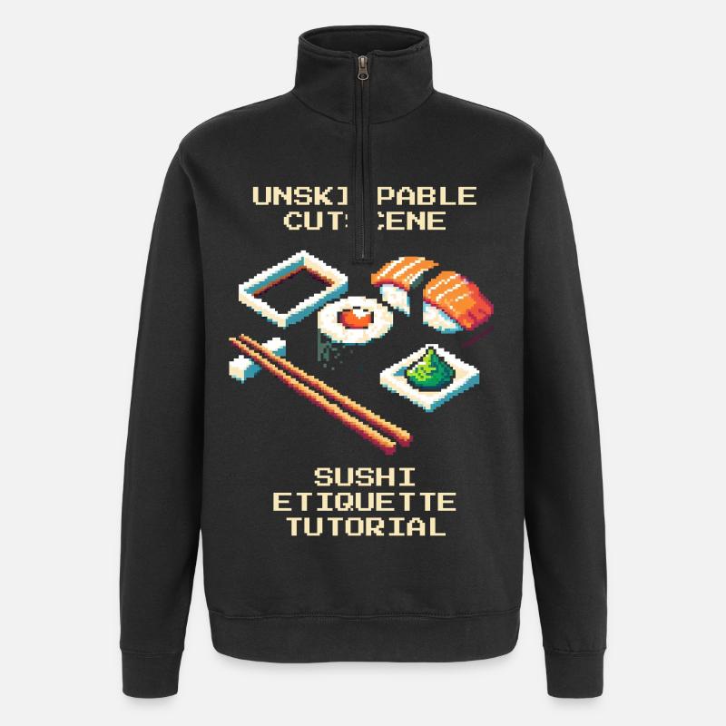 Unskipbare Cutscene | Sushi-Knigge Tutorial - Quarter-Zip-Sweatshirt - Schwarz